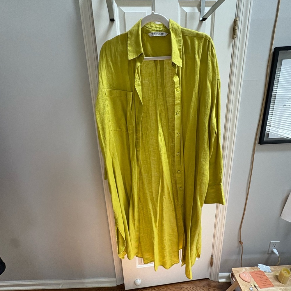 Zara Lime Green Shirt Dress